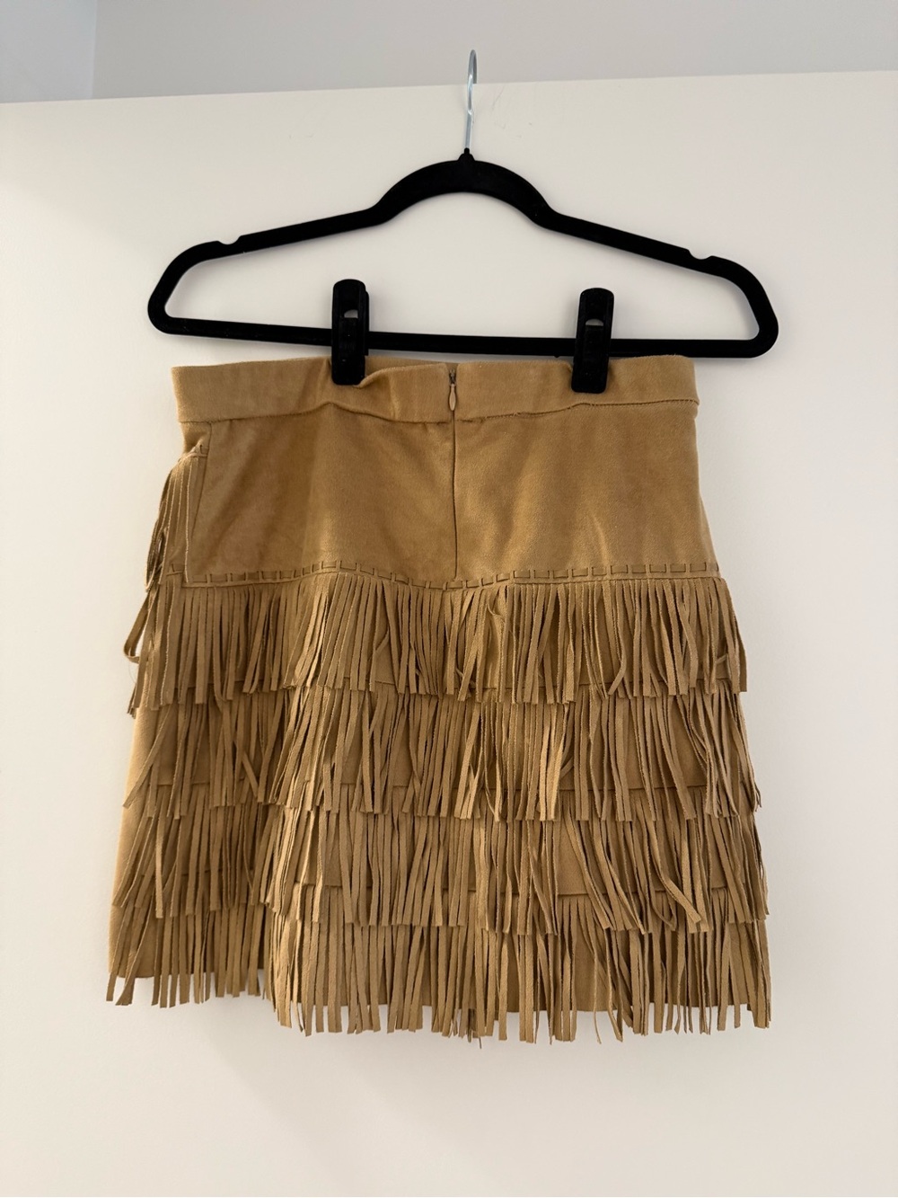 Guess Tan Fringe Suede Mini Skirt